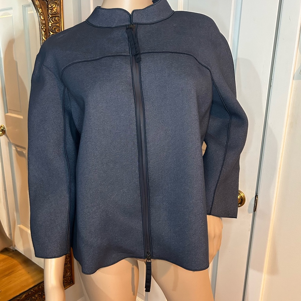 NWT Giorgio Armani Navy Blue Structured Zip-Front Jacket